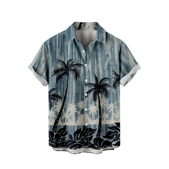 JINMGG Mens Shirts Clearance,Men's Summer Fashion Hawaiian Style Short Sleeve Casual Shirts