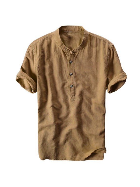 JINMGG Mens Shirts Clearance,Summer Men's Cool and Thin Breathable Collar Hanging Dyed Gradient Cotton Shirt