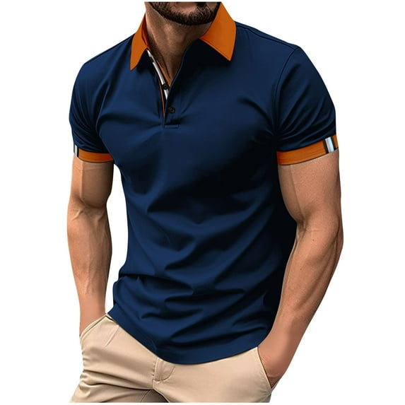 JINMGG Mens Short Sleeve T-Shirts Plus Size Blouses for Men Classic Slim Shirt Fashion Casual Double Pocket Sports Solid Color T-Shirts Top Tees