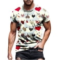 thumbnail image 1 of JINMGG Mens Tops Clearance under $5,Men Casual Round Neck Valentine's Day 3D Digital Printing Pullover Fitness Sports Shorts Sleeves T Shirt Blouse,Yellow XXXL, 1 of 5
