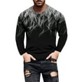 thumbnail image 1 of JINMGG Mens Tops under $5,Flame Print Round Neck Long Sleeve Men's Tshirt,Gray XXL, 1 of 4