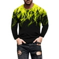 thumbnail image 1 of JINMGG Mens Tops under $5,Flame Print Round Neck Long Sleeve Men's Tshirt,Yellow XXXXXL, 1 of 4