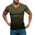thumbnail image 1 of JINMGG Mens Tops Clearance under $5,Men Casual V-neck Gradient Printing Pullover Fitness Sports Shorts Sleeves T Shirt Blouse Army Green XXXXL, 1 of 4