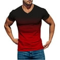 thumbnail image 1 of JINMGG Mens Tops Clearance under $5,Men Casual V-neck Gradient Printing Pullover Fitness Sports Shorts Sleeves T Shirt Blouse Wine XXXXL, 1 of 4