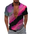 thumbnail image 1 of JINMGG Mens Tops under $5,Men Fashion Casual Buttons Hawaii Printing Turndown Short Sleeve Shirt Blouse Hot Pink XXXXL, 1 of 5