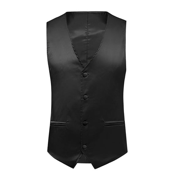 JINMGG Mens Tops Clearance under $5,Men Solid Fashion Have Pockets Single Breasted Stage Costume Vest Tops Blouse Black S