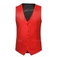 thumbnail image 1 of Omexry Mens Tops under $5,Men Solid Fashion Have Pockets Single Breasted Stage Costume Vest Tops Blouse Red XXL, 1 of 9
