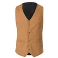 thumbnail image 1 of JINMGG Mens Tops Clearance under $5,Men Solid Fashion Retro Have Pockets Single Breasted Vest Tops Blouse Khaki S, 1 of 9