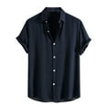 thumbnail image 1 of JINMGG Mens Tops under $5,Men's Casual Fashion Turn-down Collar Button Short Sleeve Blouse Tops Shirt Navy XL, 1 of 1