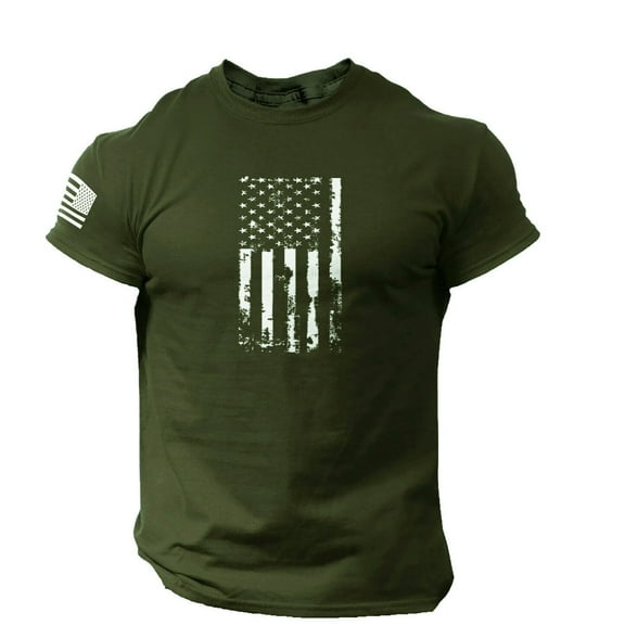 JINMGG Mens Tops under $5,Men's Fashion Casual Printing O-Neck Loose Short Sleeve T-Shirt Pullover Tops,Army Green XXXL