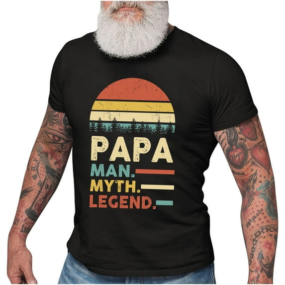 Omexry Mens Tops under $5,Men's Tops her's Day Funny Printed T-Shirt Casual Short Sleeve O-neck Tops,Black XXL