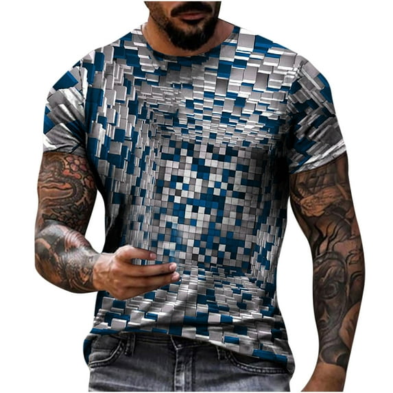 JINMGG Mens Tops under $5,Men's Unisex Daily T Shirt 3D Print Graphic Prints Animal Print Long Sleeve Tops Casual Bloue,Blue XXXXXL