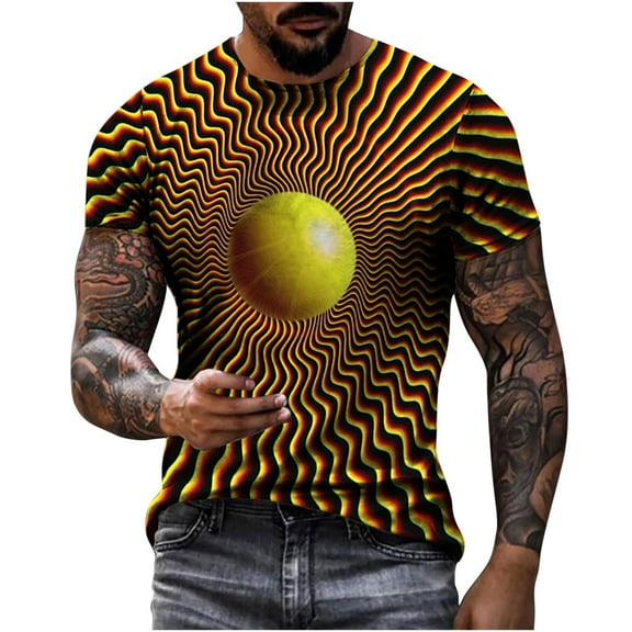 JINMGG Mens Tops under $5,Men's Unisex Daily T Shirt 3D Print Graphic Prints Animal Print Long Sleeve Tops Casual Bloue,Yellow XXXXXXL