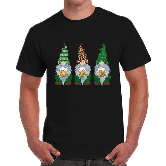 JINMGG Mens Tops under $5,Men's Unisex Everyday T-Shirt St. Patrick's Day 3D Print Graphic Print Short Sleeve Casual Top,Black XXXL
