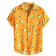 thumbnail image 1 of JINMGG Mens Tops under $5,Mens Funny Printed Turn Down Collar Short Sleeve Casual Shirts,Yellow L, 1 of 7