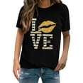thumbnail image 1 of JINMGG Mens Tops under $5,Unisex Crewneck T-Shirts LOVE Print Classic Comfortable Blouses Valentines Tops,Black M, 1 of 5
