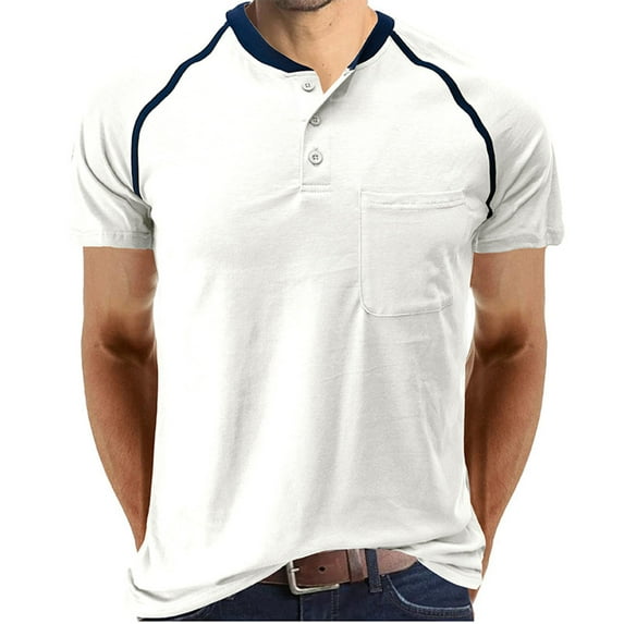 JINMGG Mens shirts short sleeve Classic Slim Shirt Casual Double Pocket Sports Bottom T-Shirts Top Tees Blouses