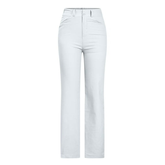 JINMGG Plus Size Pants for Women Womens Fashion Women's Fashion Casual Solid Color Split Mid Waist Loose No Belt Elasticity Wide Leg Long Pants