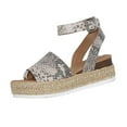 thumbnail image 1 of JINMGG Sandals for Women Plus Clearance Summer Fashion Sandals Women Leopard Comfy Platform Casual Shoes Summer Beach Travel Gray 35, 1 of 9
