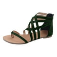thumbnail image 1 of JINMGG Sandals for Women Plus Clearance Summer Ladies Flat Sandals Zipper Open Toe Slippers Roman Shoes Summer Beach Sandals Army Green 43, 1 of 4