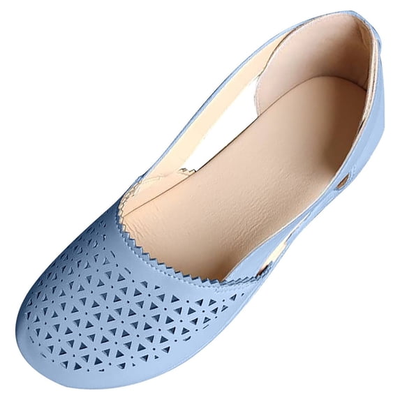 JINMGG Sandals for Women Plus Clearance Summer Woman Summer Fashion Casual Sandals Casual Flat Solid Color Loophole Shoes Blue 40