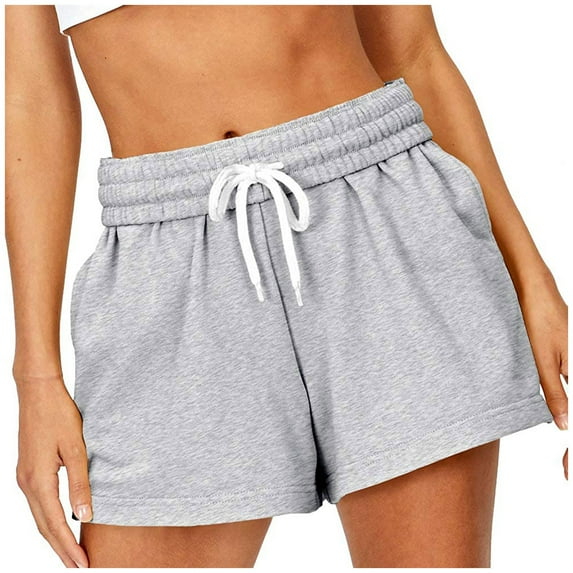 JINMGG Shorts for Women Clearance $5 Fashion Women Drawstring Casual Pocket Loose Solid Color Sports Shorts Pants Gray XL