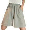 thumbnail image 1 of JINMGG Shorts for Women Clearance $5 Fashion Women's Ladies Casual Elastic Waist Loose Pockets Solid Shorts Pants Gray S, 1 of 1