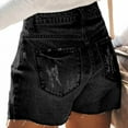 thumbnail image 1 of JINMGG Shorts for Women Clearance $5 Fashion Womens Pocket Solid Jeans Denim Pants Female Hole Bottom Casual Shorts Black M, 1 of 3