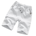 thumbnail image 1 of JINMGG Shorts for Women Clearance $5 Men Casual Fashion Drawstring Solid Color Cotton and Linen Five Points Pants White XL, 1 of 4