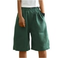 thumbnail image 1 of JINMGG Shorts for Women Clearance $5 Pants for Women Casual Summer Elastic High Waist Linen Pant Pockets Shorts Half Shorts Pants Green M, 1 of 6