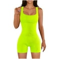thumbnail image 1 of JINMGG Shorts for Women Clearance $5 Spring and Summer Solid Tight Waistband Sleeveless Square Neck Short Jumpsuit Yellow XL, 1 of 6