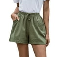 thumbnail image 1 of JINMGG Shorts for Women Clearance $5 Women Solid High Waist Cotton and Linen Shorts Pants Casual Beach Shorts Green M, 1 of 1