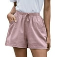 thumbnail image 1 of JINMGG Shorts for Women Clearance $5 Women Solid High Waist Cotton and Linen Shorts Pants Casual Beach Shorts Pink XL, 1 of 8