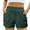 thumbnail image 1 of JINMGG Shorts for Women Clearance $5 Women Solid Pocket Shorts Casual Wear Work Out Shorts Pants Green L, 1 of 7