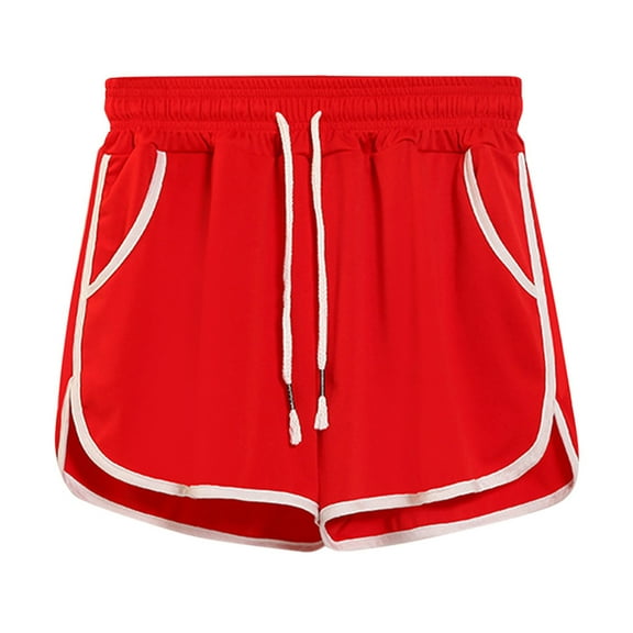JINMGG Shorts for Women Clearance $5 Women Solid Pocket Shorts Casual Wear Work Out Shorts Pants Red M