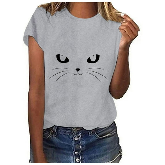 JINMGG Shorts for Women Clearance $5 Women's Casual Loose Round Neck Shorts Sleeve Letter Print Top Blouse T-Shirt Gray XL