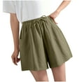 thumbnail image 1 of JINMGG Shorts for Women Clearance $5 Women's Shorts High Waist Linen Loose Casual Thin Wide Leg Linen Shorts Army Green XL, 1 of 1