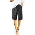 thumbnail image 1 of JINMGG Shorts for Women Clearance $5 Women's Summer Elastic Waist with Drawstring Solid Buttons Five Points Casual Pants Dark Gray XXL, 1 of 6
