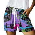 thumbnail image 1 of JINMGG Shorts for Women Clearance $5 Women's Summer New High Waist Lace Up Loose Digital Printing Casual Shorts Hot Pants Purple L, 1 of 5