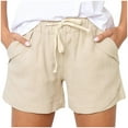 thumbnail image 1 of JINMGG Shorts for Women Clearance $5 Womens Plus Size Drawstring Casual Elastic Waist Pocket Loose Solid Shorts Pants Beige XXXL, 1 of 4