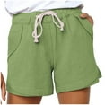 thumbnail image 1 of under $5 JINMGG Womens Plus Size $5 Womens Plus Size Drawstring Casual Elastic Waist Pocket Loose Solid Shorts Pants Green M, 1 of 7