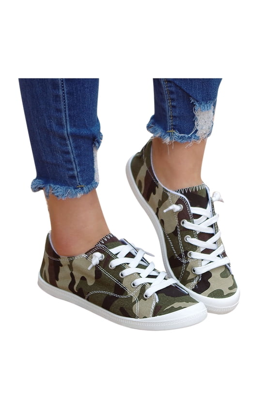JINMGG Sneakers for Women Plus Clearance Low-cut Canvas Shoes One-foot Lazy Korean Version Student Casual Flat Shoes Camouflage 36