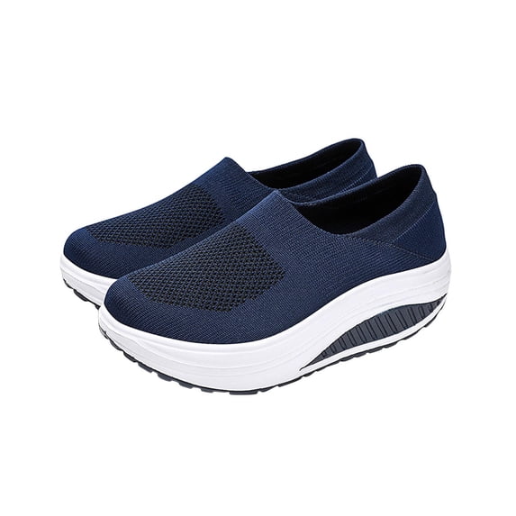 JINMGG Sneakers for Women Plus Clearance Summer Plus Size Fashion Casual Mesh Breathable Women's Sports Shoes Dark Blue 42