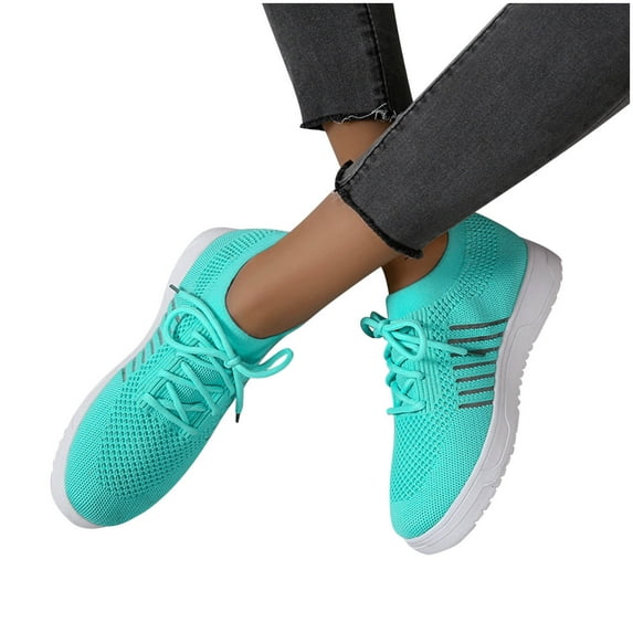 JINMGG Sneakers for Women Plus Clearance Women Lace Up Sneakers Color Solid Color Shoes Plus Size Fashion Sports Casual Shoes Green 40