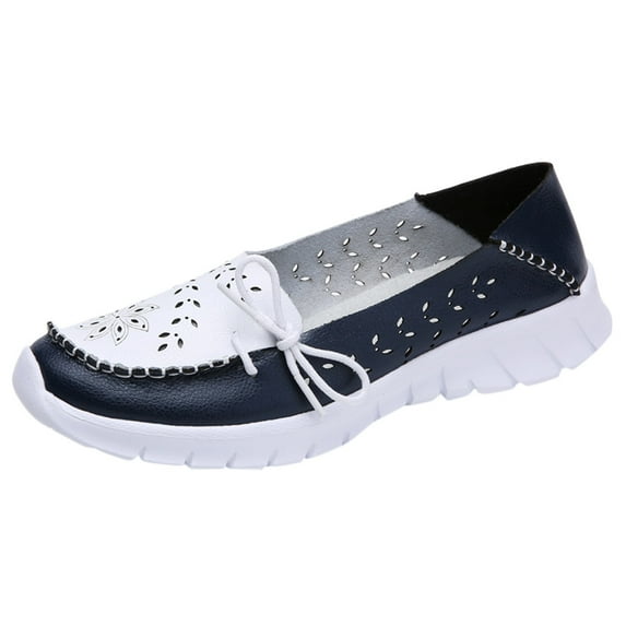 JINMGG Sneakers for Women Plus Clearance Women Outdoor Flat Hollow Bow Sports Shoes Round Toe Shoes Breathable Sneakers Dark Blue 40