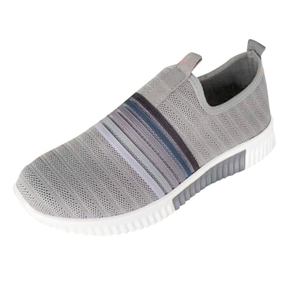 JINMGG Sneakers for Women Plus Clearance Women's Fashion Casual Rainbow Slip On Mesh Breathable Sport Sneakers Shoes Gray 39