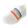 thumbnail image 1 of JINMGG Sneakers for Women Plus Clearance Women's Fashion Casual Rainbow Slip On Mesh Breathable Sport Sneakers Shoes White 41, 1 of 9