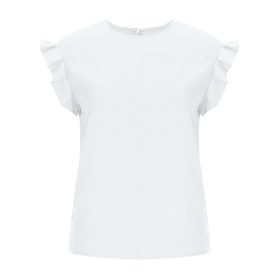 JINMGG Spring Clothes for Women 2024 Fashion Women Summer Casual Round-Neck Short Sleeve Pullove Solid Blouse T-Shirt