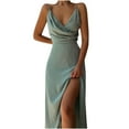 thumbnail image 1 of JINMGG Summer Dresses 2024, Dresses for Women 2024 Sexy Women's Fashion Sleeveless Solid V-Neck Ladies Camies Zipper Vest Long Dress Green L, 1 of 5