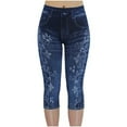 thumbnail image 1 of JINMGG Summer Fall Cargo Pants for Women, Womens Fashion Women's Imitation Denim Printed Leggings Capris High Waisted Elastic Pencil Capris, 1 of 5